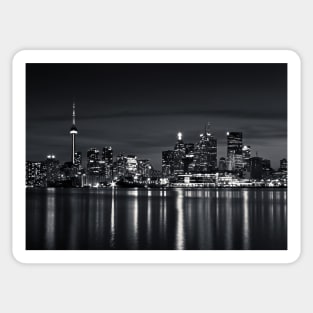 Toronto Skyline At Night From Polson St No 2 Black and White Version Sticker